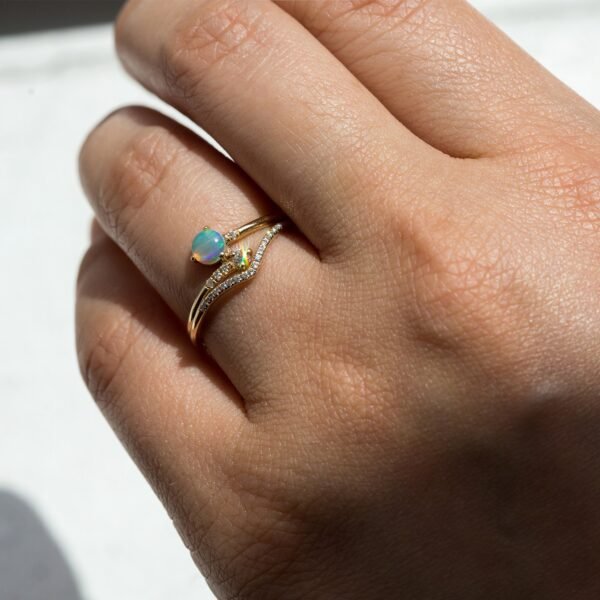 Fairy Light Demi-Pavé Diamond Curved Band - Image 5