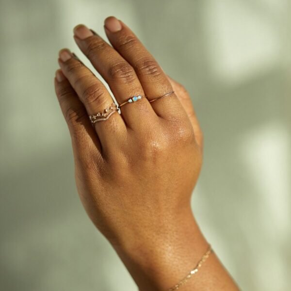 Fairy Light Demi-Pavé Diamond Curved Band - Image 6
