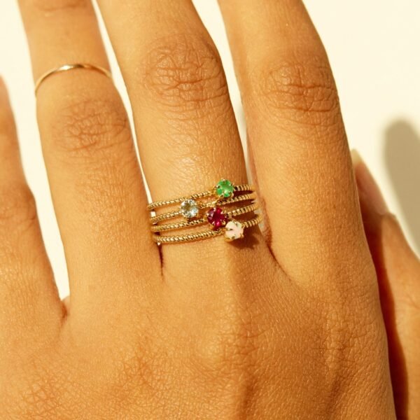 Little Star Gold Birthstone Ring - Image 2