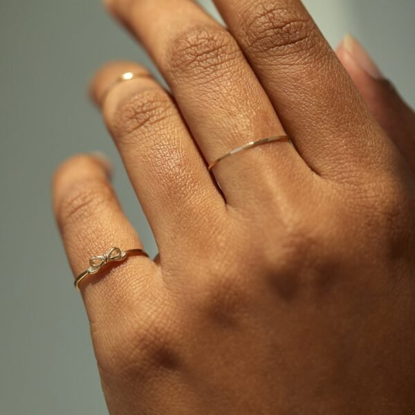 Toy Bow Gold Stacking Ring - Image 2