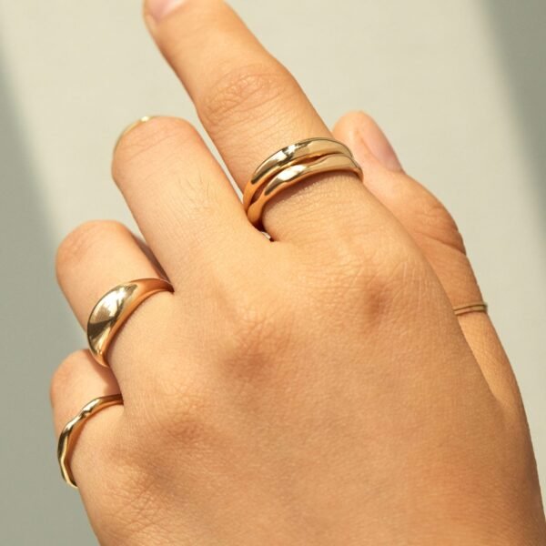 Petite Coupe Gold Dome Ring - Image 8