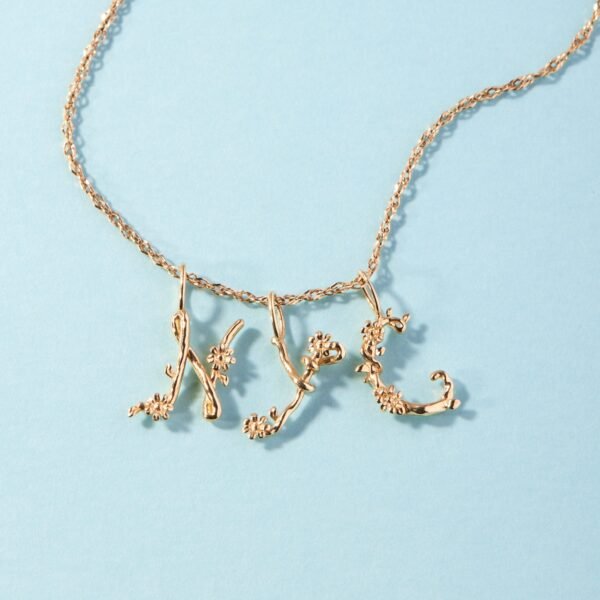 Flower Garland Alphabet Charm, Gold - Image 10