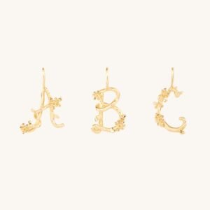 Flower Garland Alphabet Charm, Gold