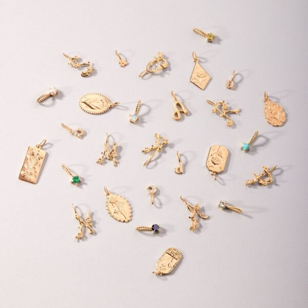 Flower Garland Alphabet Charm, Gold - Image 13