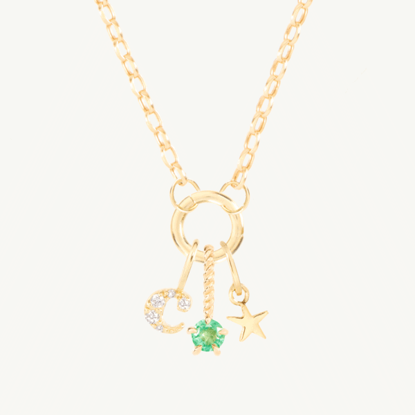 Memento Custom Gold Charm Holder Necklace,Memento Custom Gold Charm Holder Necklace