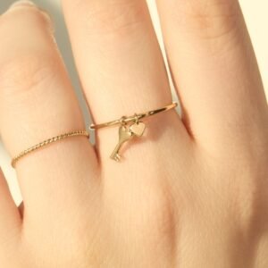 Confetti Custom Two Gold Charm Ring,Confetti Custom Two Gold Charm Ring