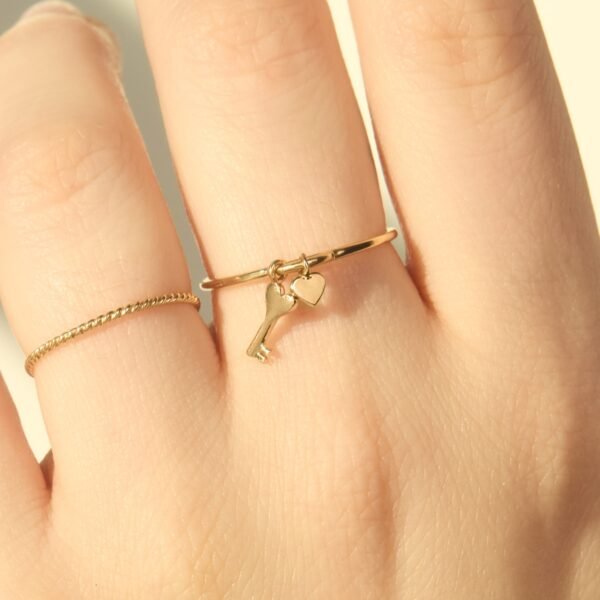 Confetti Custom Two Gold Charm Ring,Confetti Custom Two Gold Charm Ring