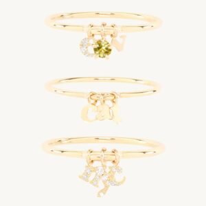 Confetti Custom Three Gold Charm Ring,Confetti Custom Three Gold Charm Ring