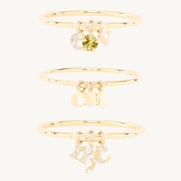 Confetti Custom Three Gold Charm Ring,Confetti Custom Three Gold Charm Ring