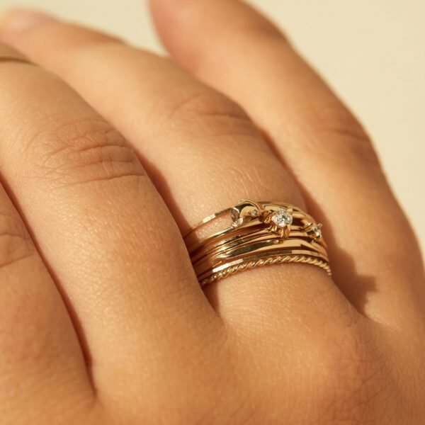 Twisted Stacker Gold Ring - Image 3