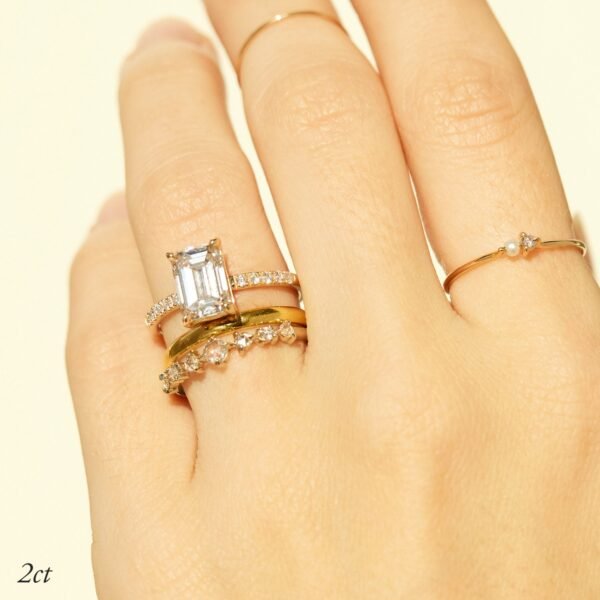 The Grand Swan Solitaire Supreme Emerald Cut Lab-Grown Diamond Ring - Image 3