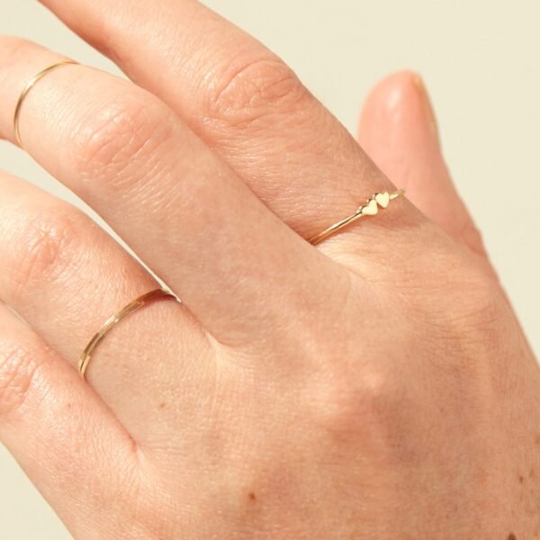 Twin Hearts Gold Stacking Ring - Image 2