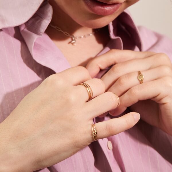 Twin Hearts Gold Stacking Ring - Image 5