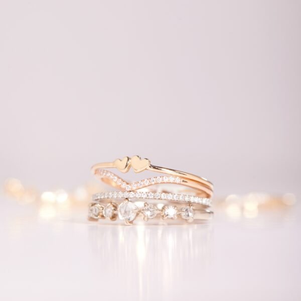 Twin Hearts Gold Stacking Ring - Image 8
