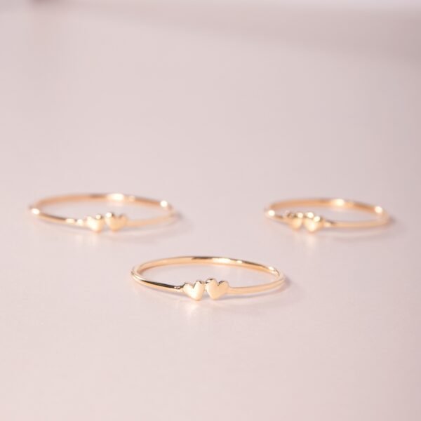 Twin Hearts Gold Stacking Ring - Image 7