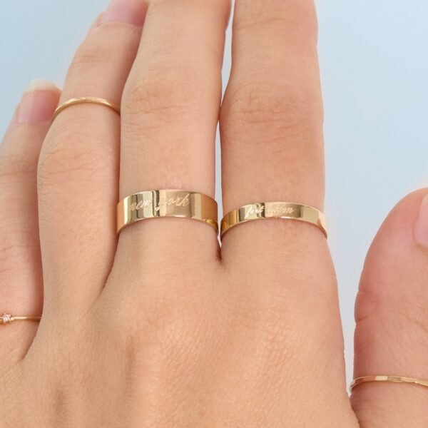 Stackable Engravable Gold Tomboy Ring - Image 5