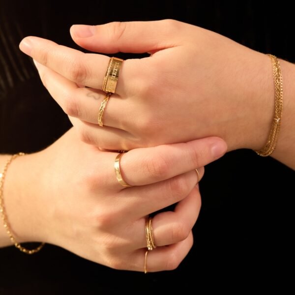 Stackable Engravable Gold Tomboy Ring - Image 7