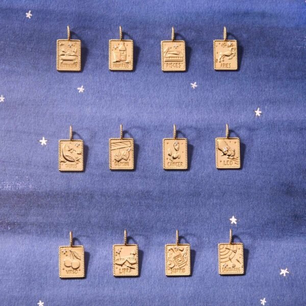 Twelve Stars Zodiac Charm, Gold & Diamond - Image 2