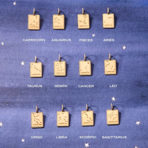 Twelve Stars Zodiac Charm, Gold & Diamond - Image 3