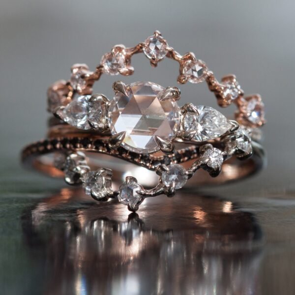 Fairy Light Eternity Black Diamond Curved Band - Image 6