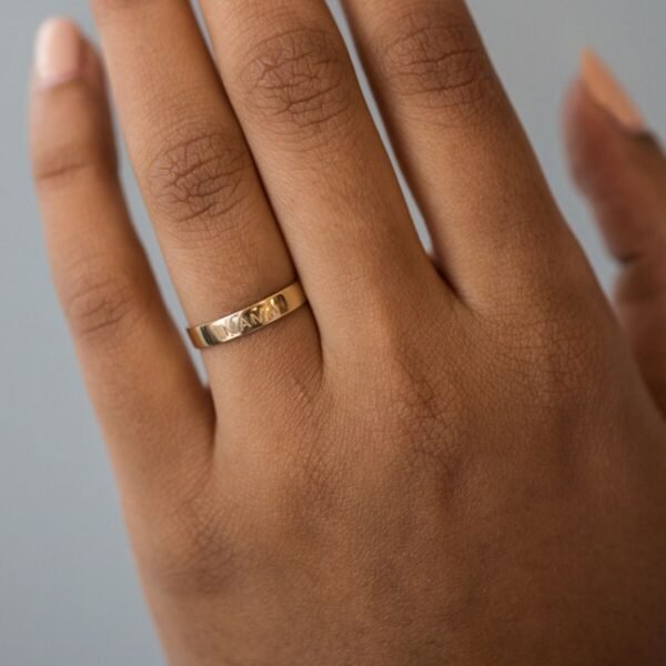 Stackable Engravable Gold Tomboy Ring - Image 3