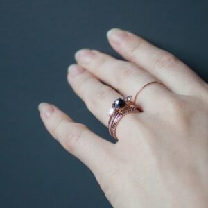 Mathilde the Swan Black Diamond Ring