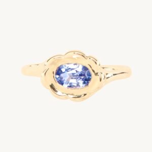 Twisty Croissant Blue Sapphire Floral Ring