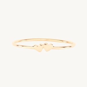 Twin Hearts Gold Stacking Ring
