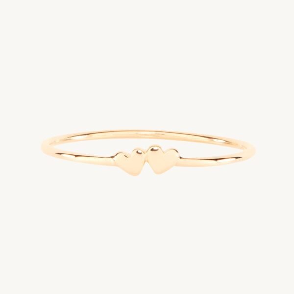 Twin Hearts Gold Stacking Ring